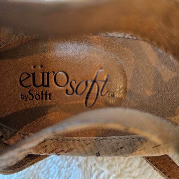 Eürosoft by Söfft Women's Baby Rieley Back Zip Cork Wedge Sandals‎ Size 9M Tan - Picture 5 of 6